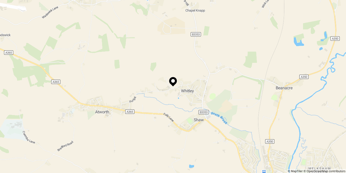 Approximate location of Littleworth Lane, Whitley, Melksham
