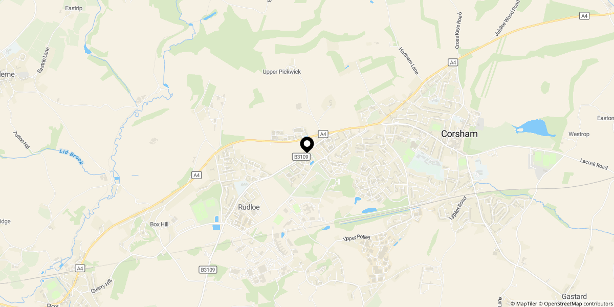 Approximate location of Stone Close, Corsham