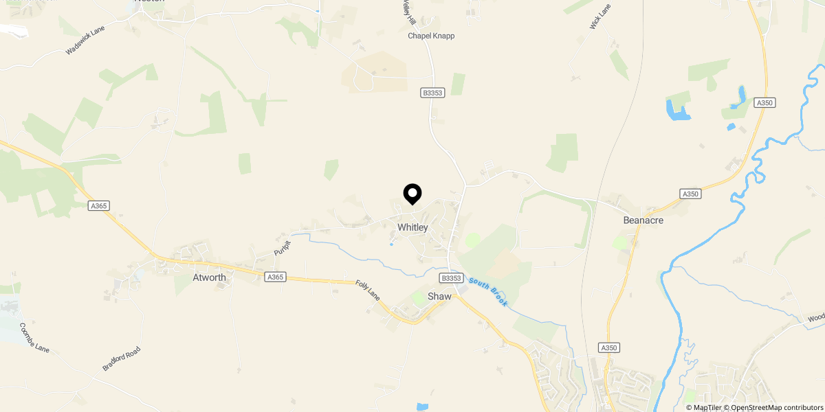 Approximate location of Top Lane, Melksham