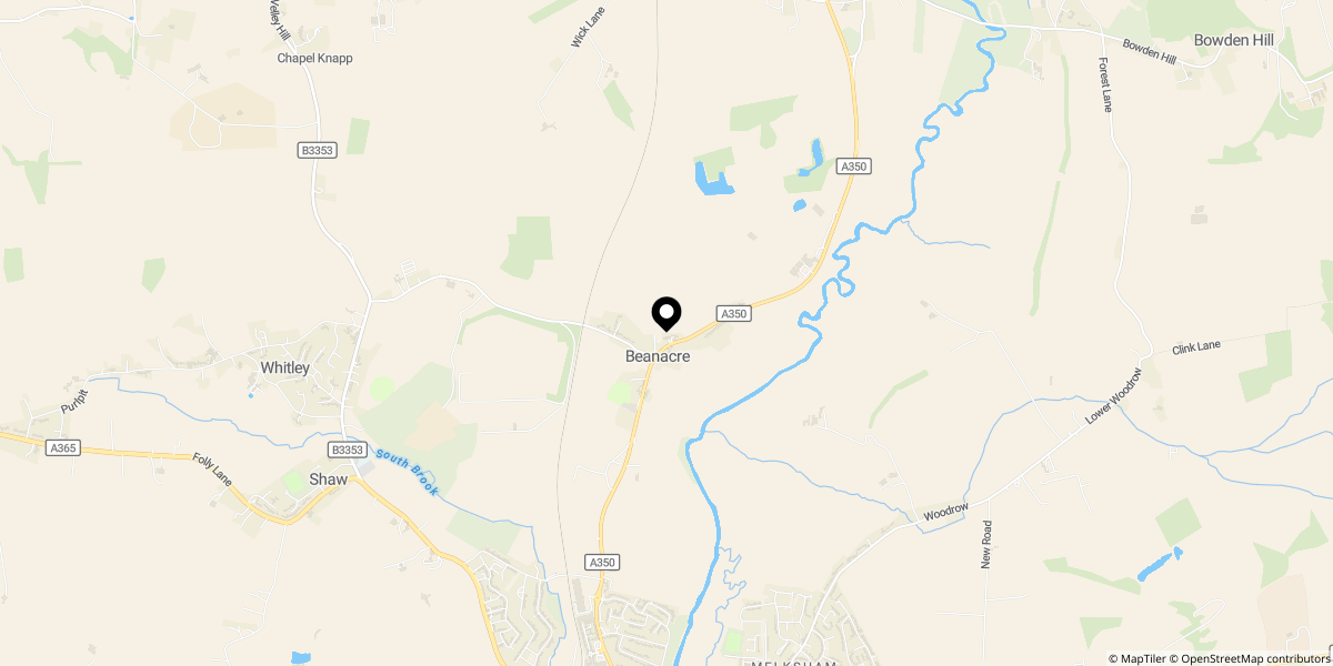 Approximate location of Westlands Lane, Beanacre