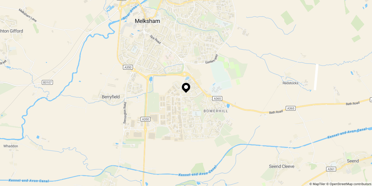Approximate location of Babington Close, Bowerhill