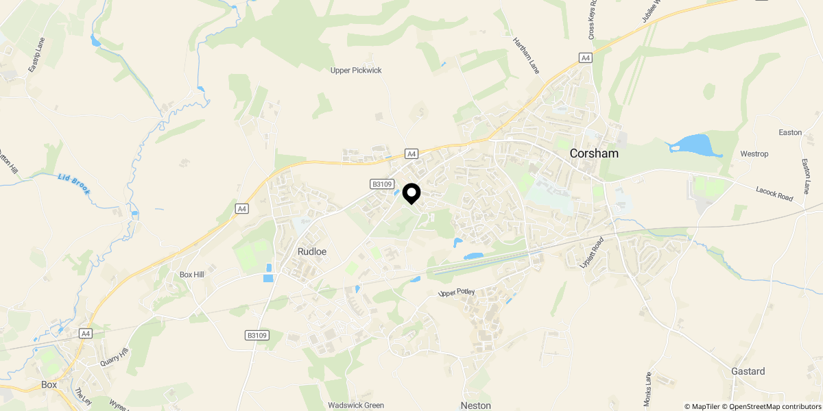Approximate location of Front Hill Close, Corsham