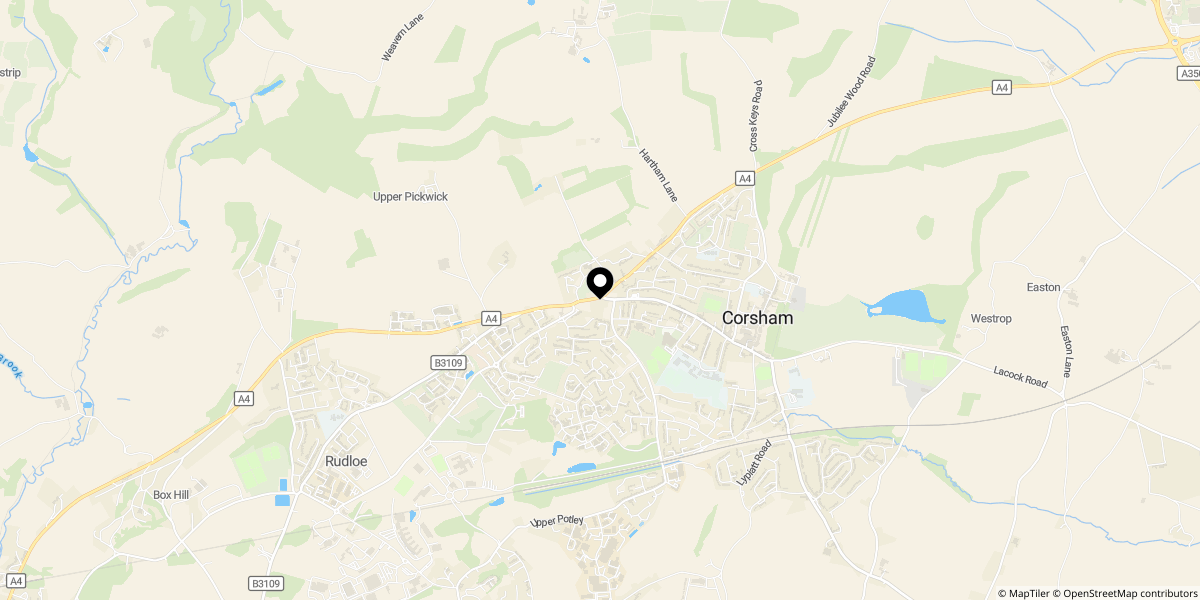 Approximate location of Academy Drive, Corsham