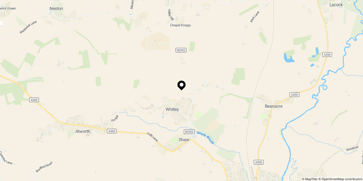 Approximate location of Top Lane, Whitley Village
